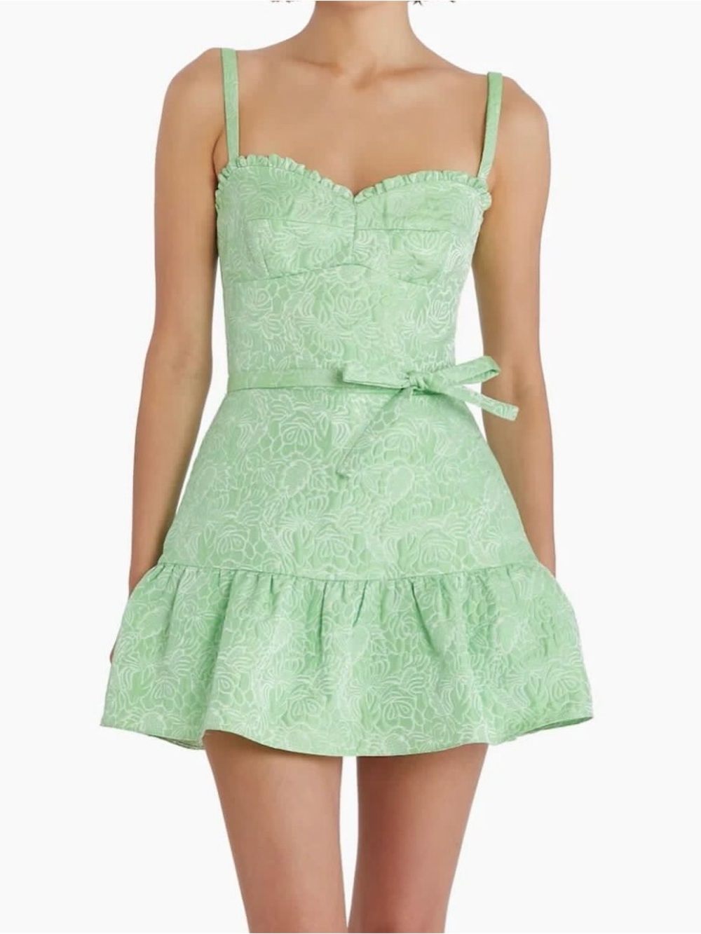 Amanda Uprichard Mint Floral Jacquard Mini Dress